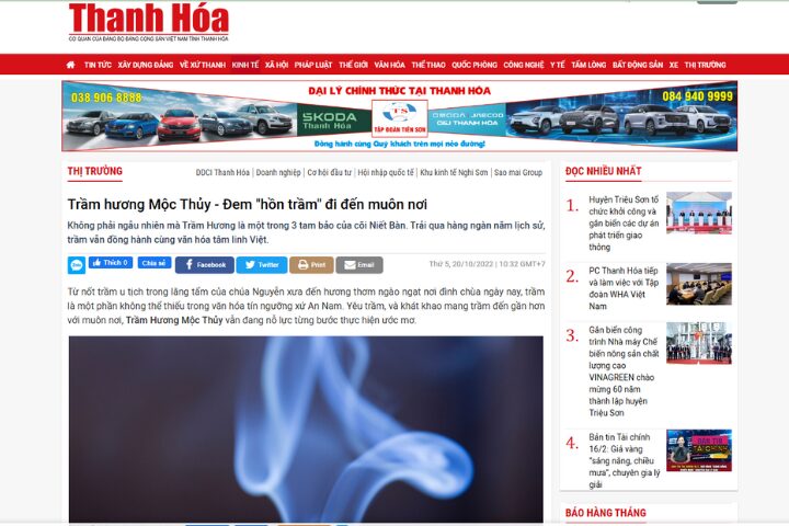 Bao Thanh Hoa Noi Ve Tram Huong Moc Thuy