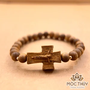 Vòng tay trầm hương đơn Thập Tự Trầm - Trầm Hương Mộc Thủy